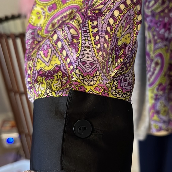 Investments scarf print button down shirt size 12 - Picture 4 of 5